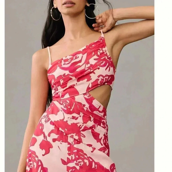 NWT Anthropologie Plenty by Tracy Reese Floral Pink Draped Cutout Jumpsuit XS - Picture 4 of 8